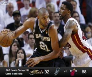 Puzle 2013 NBA Finále3, první hra, San Antonio Spurs 92 - Miami Heat 88