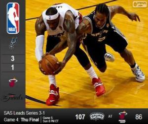 Puzle 2014 NBA finále, čtvrtý zápas, San Antonio Spurs 107 - Miami Heat 86