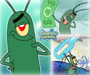 Puzle Sheldon J. Plankton, majitel restaurace a pan Krabs soupeř