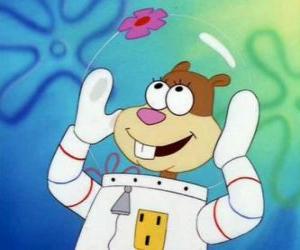 Puzle Sandy Cheeks, veverka, kteří musí nosit oblek a speciální přilbu žít pod vodou