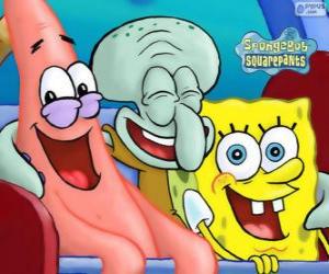 Puzle SpongeBob SquarePants a jeho přátelé a Patrick Star a Squidward Tentacles