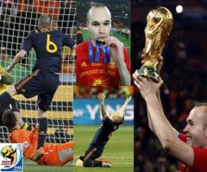 Puzle Andres Iniesta, nejlepší hráč ve finále Mistrovství světa ve fotbale 2010 Jižní Afrika