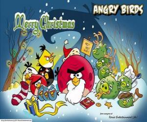 Puzle Angry Birds kteří chtějí vám Veselé Vánoce