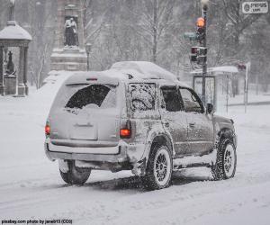 Puzle Auto se sněhem
