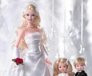 Puzle Barbie je nevěsta. Barbie s svatební šaty