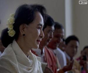 Puzle Barmské politické a aktivista Aun Schan Su Ťij