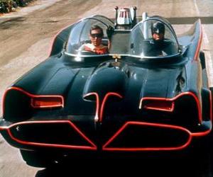 Puzle Batman a Robin v jeho Batmobile