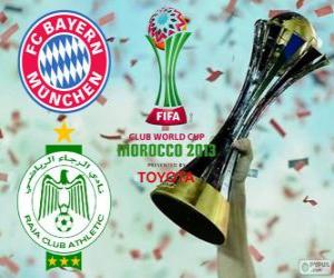 Puzle Bayern Mnichov vs Raja Casablanca. Konečné Mistrovství světa ve fotbale klubů 2013 Maroko