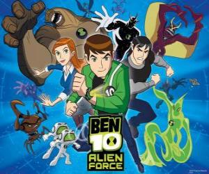 Puzle Ben, Gwen i Kevina, ludzkich bohaterów Ben 10 a jeho 10 originálních osobností cizince