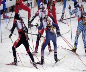 Puzle Biatlon v zimní sport kombinování cross-country lyžování sportovní střelby.