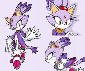 Puzle Blaze kočka, princezna a jeden z přátel Sonic