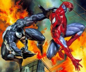 Puzle Boj proti Spiderman nebo Venom