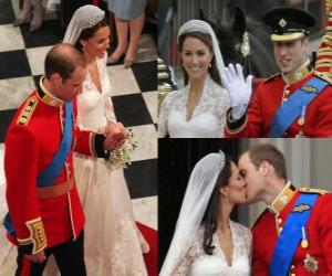 Puzle Britská královská svatba mezi Prince William a Kate Middleton, jednou oženil