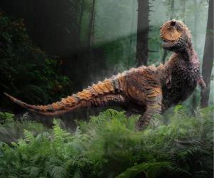 Puzle Carnotaurus, nejpozoruhodnější tohoto dinosaura jsou dva malé rohy nad jeho oči na jeho hlavička