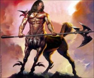 Puzle Centaur ozbrojené - Být s trupem a hlavou člověka a tělo koně