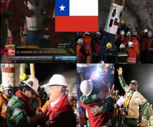Puzle Chilské horníci záchranu happy end