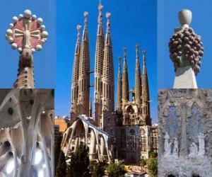 Puzle chrám smíření zasvěcený Svaté rodině - Sagrada Família - Barcelona, Španělsko.
