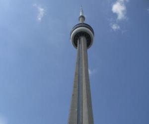 Puzle CN Tower, komunikace a vyhlídková věž s výškou větší než 553 m, Toronto, Ontario, Kanada
