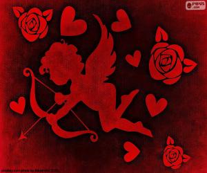 Puzle Cupid, srdce a růže