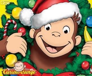 Puzle Curious George na Vánoce