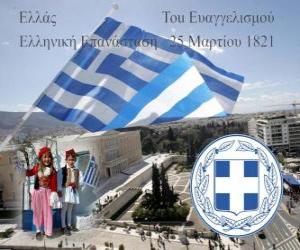 Puzle Den nezávislosti Řecka, 25. března 1821. Válka za nezávislost, nebo řecké revoluce