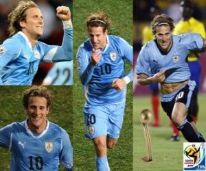 Puzle Diego Forlan, nejlepší hráč (Zlatý míč), z mistrovství světa ve fotbale 2010 Jižní Afrika