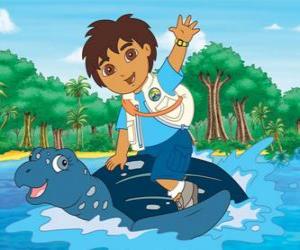 Puzle Diego na moři na krunýři mořská želva