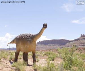 Puzle Dinosaurus v pouštní krajině