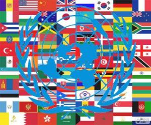 Puzle Dne 24. října je Den Spojených národů, Den OSN, připomínající jeho založení v roce 1945