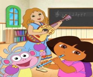 Puzle Dora a Boots opice v hudební třídě