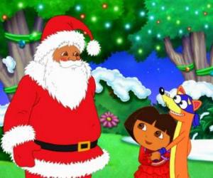 Puzle Dora a darebák na lišku se Santa Clausem