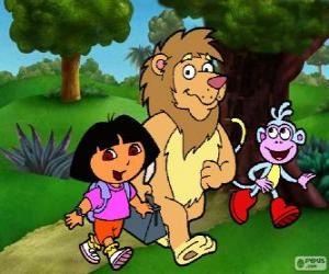 Puzle Dora, Boty a lev v parku