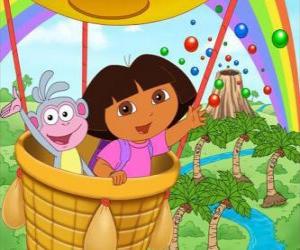 Puzle Dora The Explorer a její přítel opice Boty v balónu