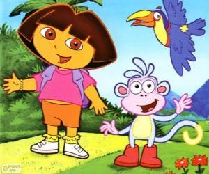 Puzle Dora The Explorer a její přítel opice Boty