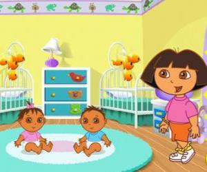 Puzle Dora The Explorer péči o dvě děti