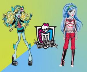 Puzle Dva studenti z Monster High, Lagoona Blue a Ghoulia Yelps
