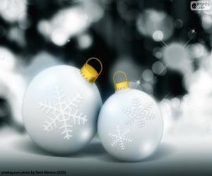 Puzle Dvě bílé kuličky vánoční