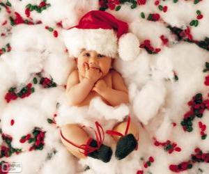 Puzle Dítě s kloboukem Santa Claus