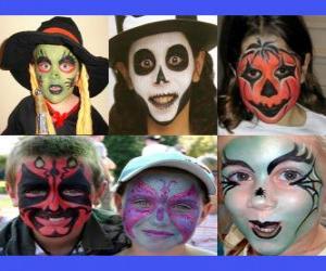 Puzle Děti make-up pro Halloween