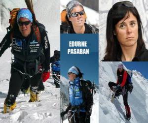 Puzle Edurne Pasaban je španělský horolezec a první ženou v historii, který vystoupí na 14 osm tisíc (hory přes 8000 metrů) od planety.