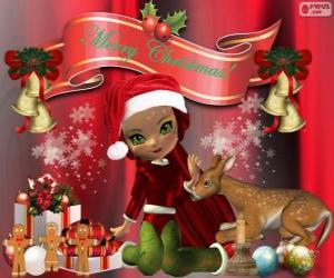 Puzle Elf blahopřání vánoční