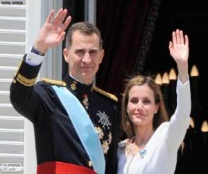 Puzle Felipe a Leticia nového krále Španělska (2014)