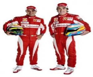 Puzle Felipe Massa a Fernando Alonso Ferrari řidičů