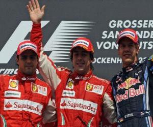 Puzle Fernando Alonso, Felipe Massa, Sebastian Vettel, Hockenheim, německé Grand Prix (2010) (1., 2. a 3. Utajované)