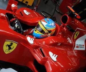 Puzle Fernando Alonso, příprava na závod Ferrari