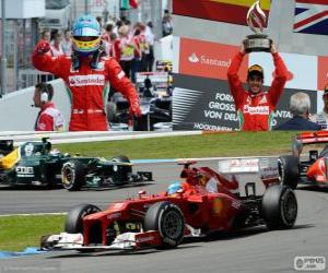 Puzle Fernando Alonso slaví své vítězství v Grand Prix Německa 2012