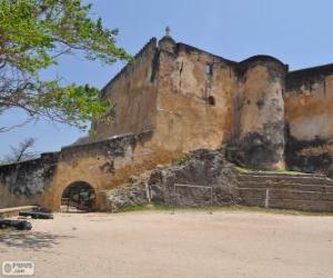 Puzle Fort Jesus, portugalské pevnosti se nachází v Mombase (Keňa)