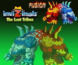 Puzle Fusion. Invizimals The Lost Tribes. Velmi vzácný tvora z unie dvou opak, tepla a chladu