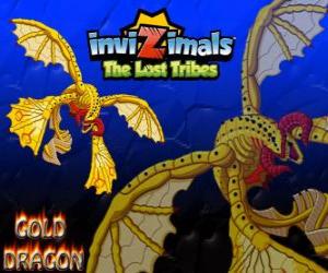 Puzle Gold Dragon. Invizimals The Lost Tribes. Drak se čtyřmi křídly zlata, svítí více než slunce