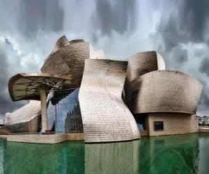 Puzle Guggenheimovo muzeum Bilbao, Muzeum současného umění v Bilbau, Baskicko, Španělsko. Frank Gehry projektu